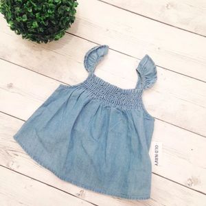 Chambray Baby Ruffle Tank Top - Size 12-18M
